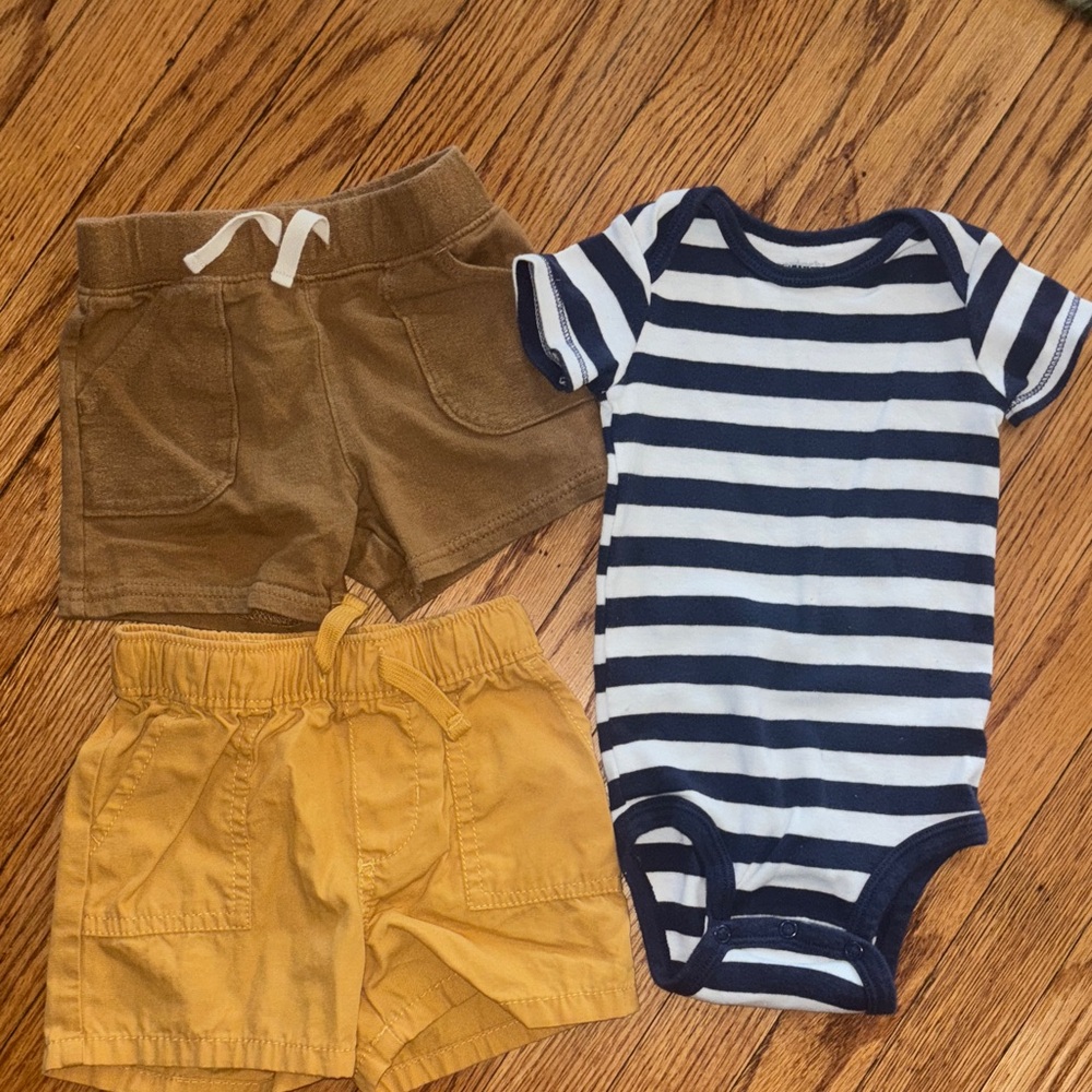 Striped Onesie and Shorts Set